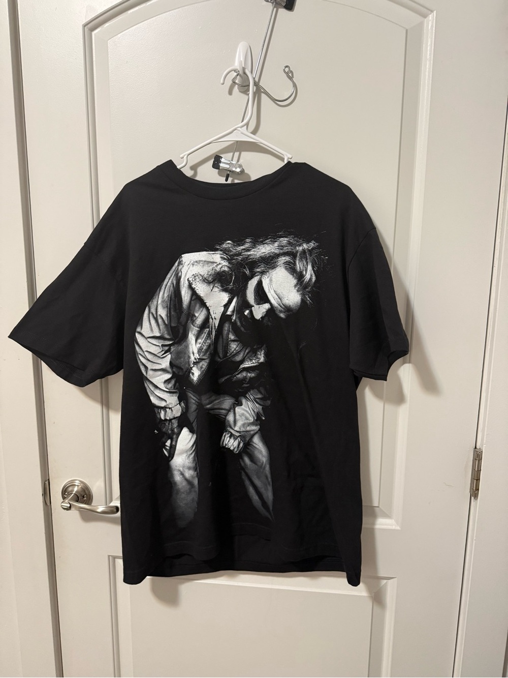 Black Graphic Short-Sleeve Men’s Tee with Joker Artwork